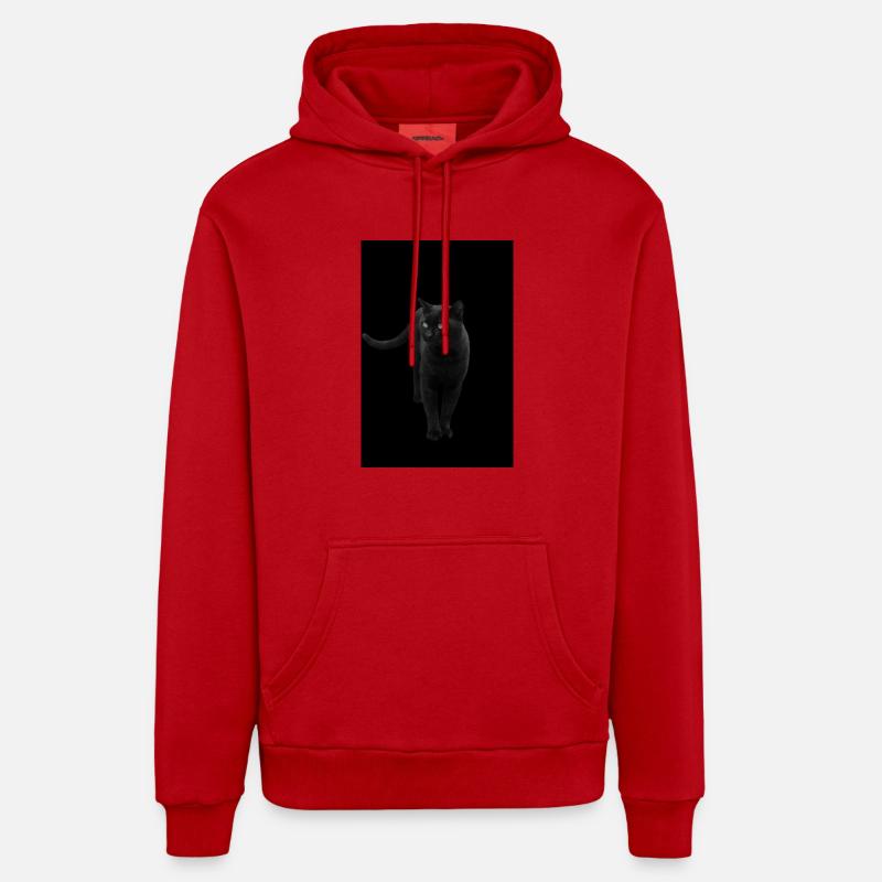 chat noir chat chaton - Sweat à capuche bio décontracté fabriqué en UE - rouge