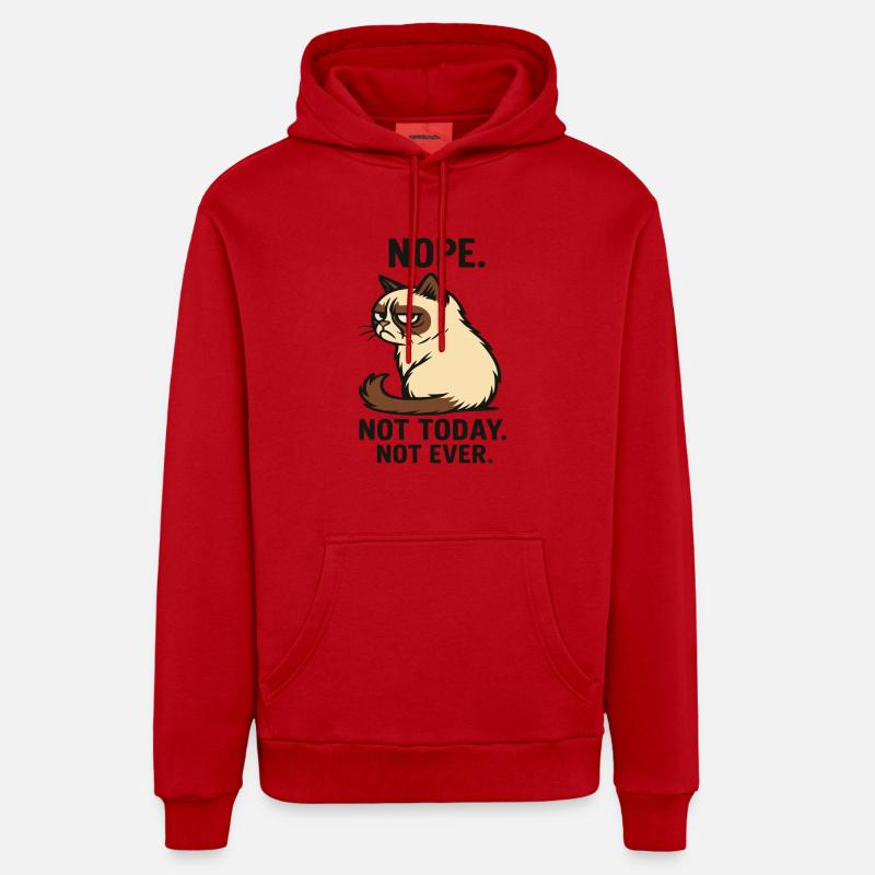 Chat « Pas aujourd’hui » - Sweat à capuche bio décontracté fabriqué en UE - rouge