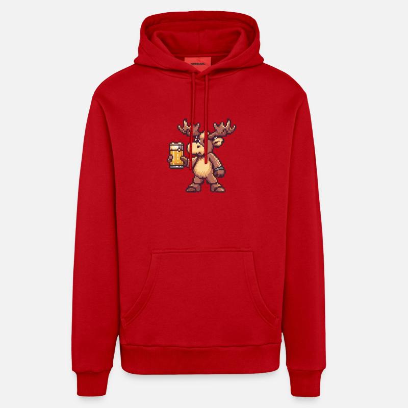 Orignal Bière Pixel - Sweat à capuche bio décontracté fabriqué en UE - rouge