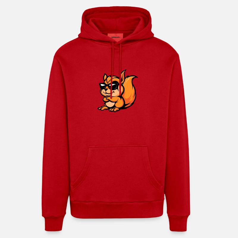 Écureuil Bande dessinée Cool - Sweat à capuche bio décontracté fabriqué en UE - rouge