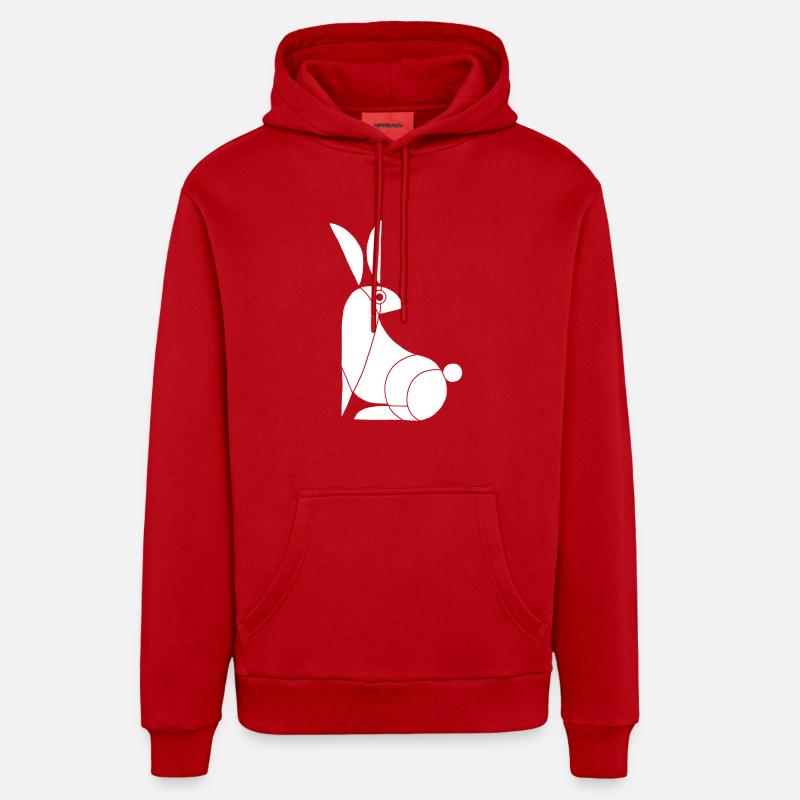 Drôle de lapin blanc - Sweat à capuche bio décontracté fabriqué en UE - rouge