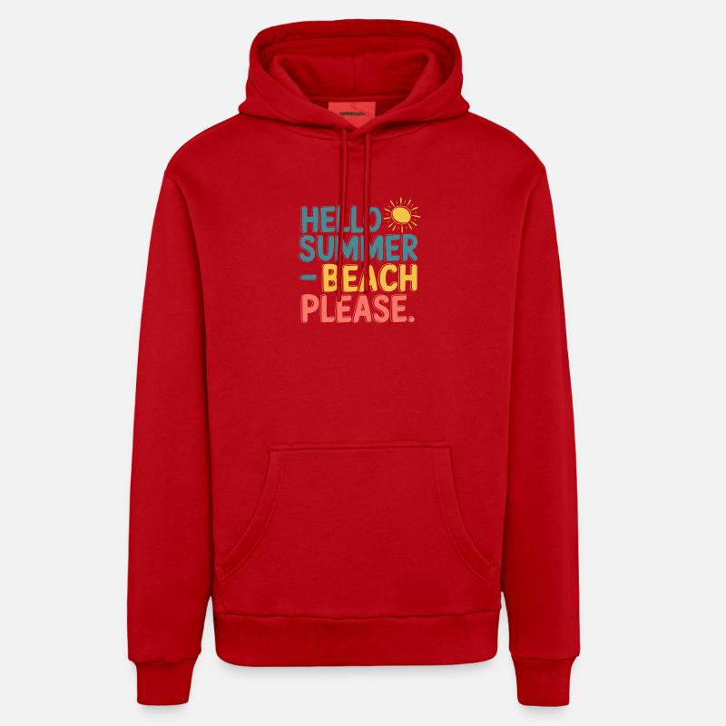 Hello Summer – Beach Please! - Sweat à capuche bio décontracté fabriqué en UE - rouge