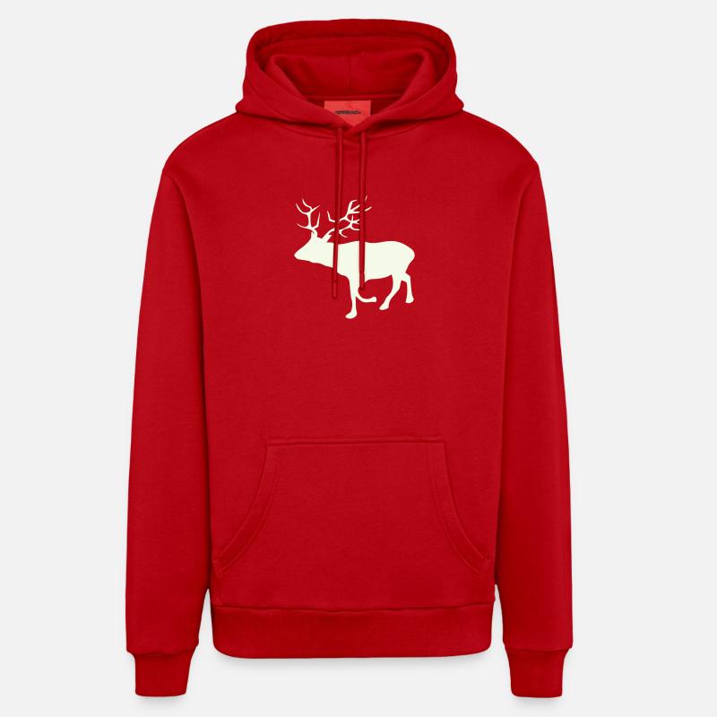 Cerf, chevreuil, cerf - Sweat à capuche bio décontracté fabriqué en UE - rouge