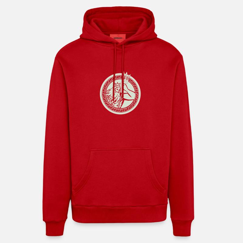 Poséidon Triton - Sweat à capuche bio décontracté fabriqué en UE - rouge