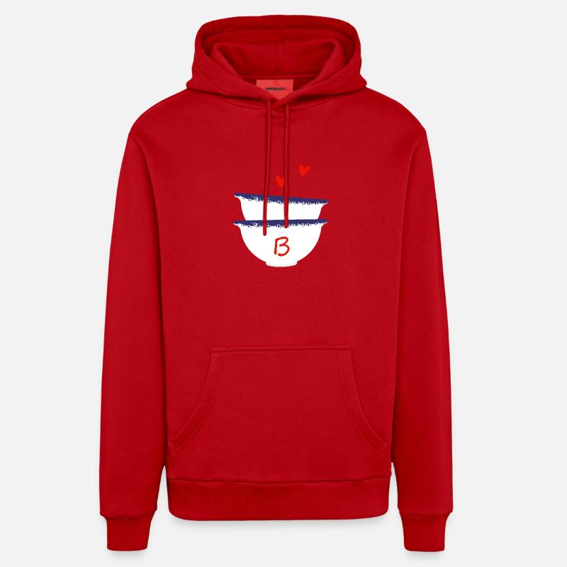 Lettre B bols breton - Sweat à capuche bio décontracté fabriqué en UE - rouge