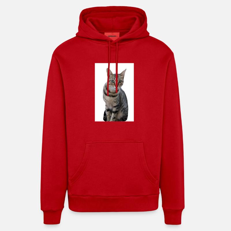 Chat chat noir chaton - Sweat à capuche bio décontracté fabriqué en UE - rouge