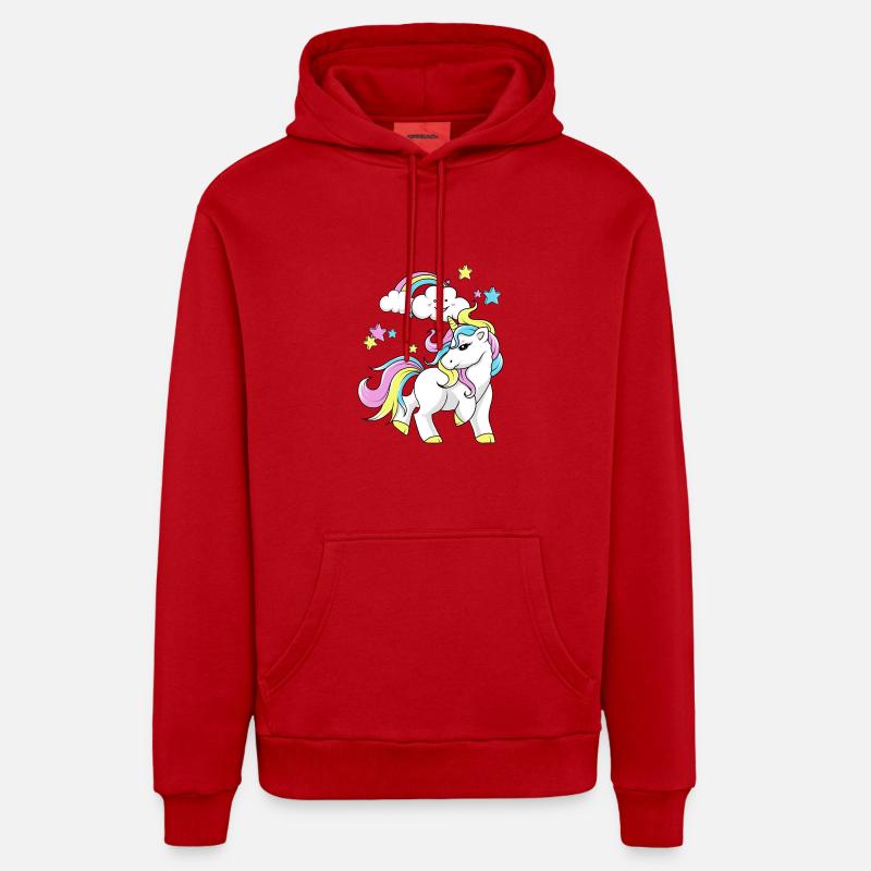 licorne - Sweat à capuche bio décontracté fabriqué en UE - rouge