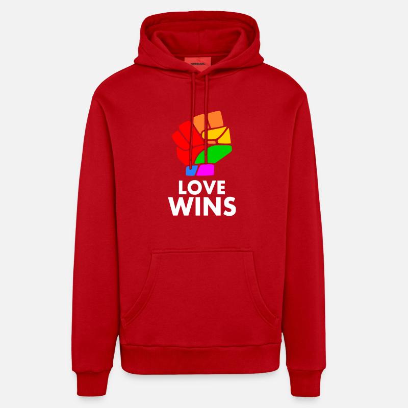 Love wins - Sweat à capuche bio décontracté fabriqué en UE - rouge