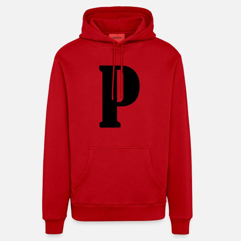 P - Sweat à capuche bio décontracté fabriqué en UE - rouge