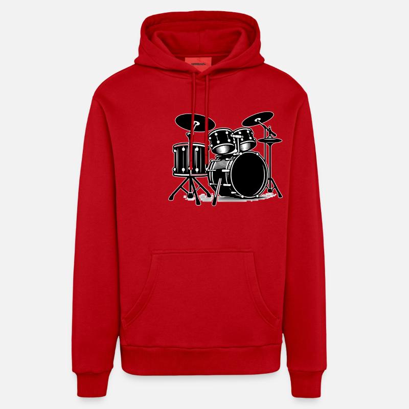 Contour des tambours - Sweat à capuche bio décontracté fabriqué en UE - rouge