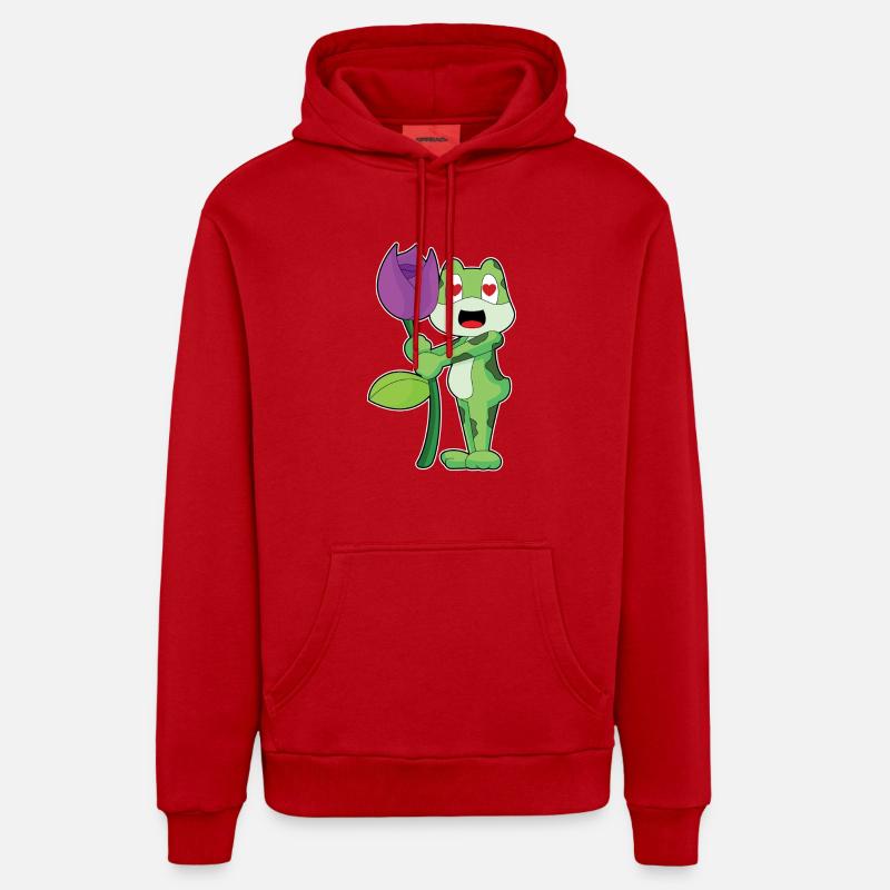 Fleur de grenouille - Sweat à capuche bio décontracté fabriqué en UE - rouge
