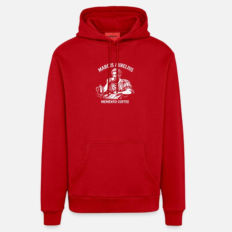 Marcus Aurelius Memento Coffee - Sweat à capuche bio décontracté fabriqué en UE - rouge