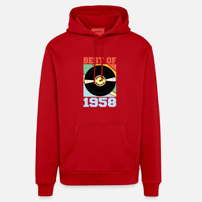 Le meilleur de 1958 - Sweat à capuche bio décontracté fabriqué en UE - rouge