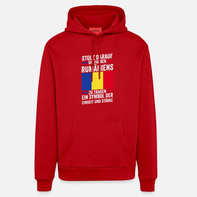 Roumain Roumanie Roumanie - Sweat à capuche bio décontracté fabriqué en UE - rouge