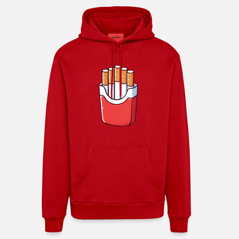 Frites de Doom Cigarette Illustration - Sweat à capuche bio décontracté fabriqué en UE - rouge