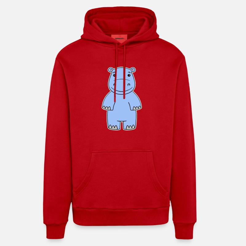 Hippopotame - Sweat à capuche bio décontracté fabriqué en UE - rouge