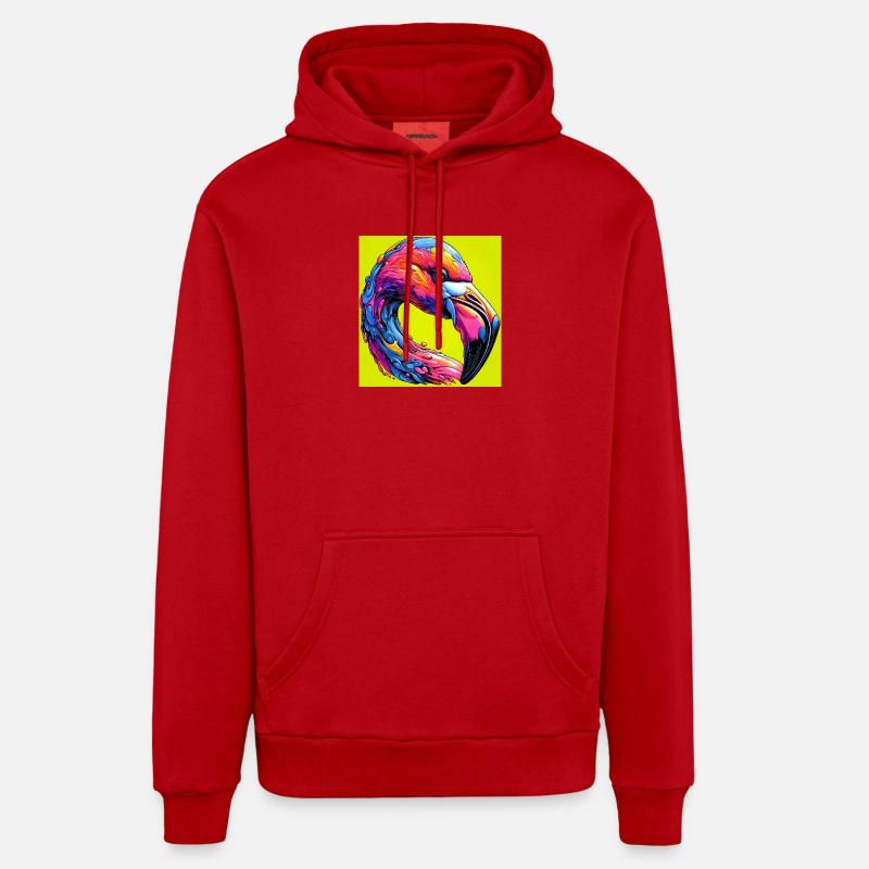 Flamant - Sweat à capuche bio décontracté fabriqué en UE - rouge