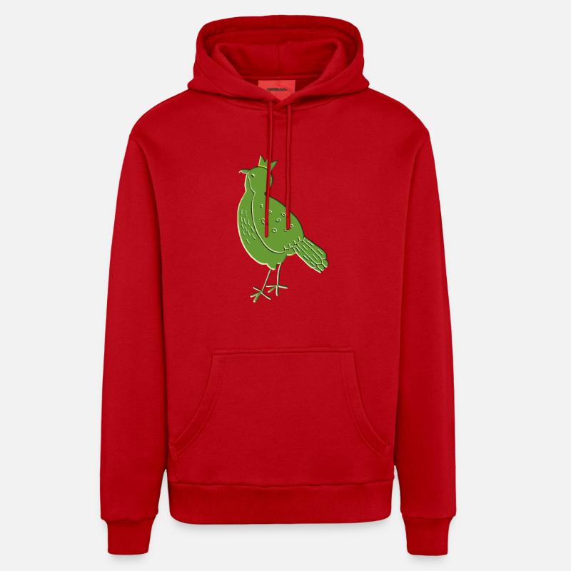 Vert oiseau - Sweat à capuche bio décontracté fabriqué en UE - rouge