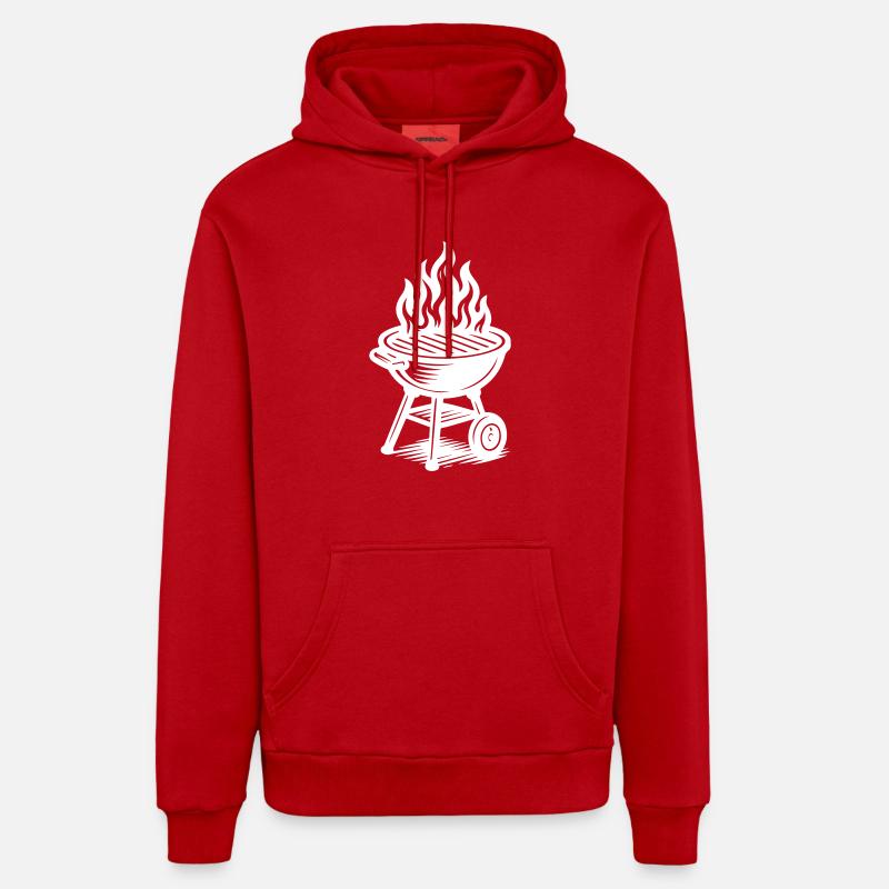 Grill Fire Grilling - Organic Relaxed Hoodie Made in EU - red