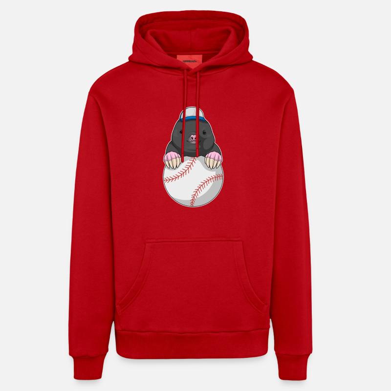 Mole Cap Baseball - Sweat à capuche bio décontracté fabriqué en UE - rouge