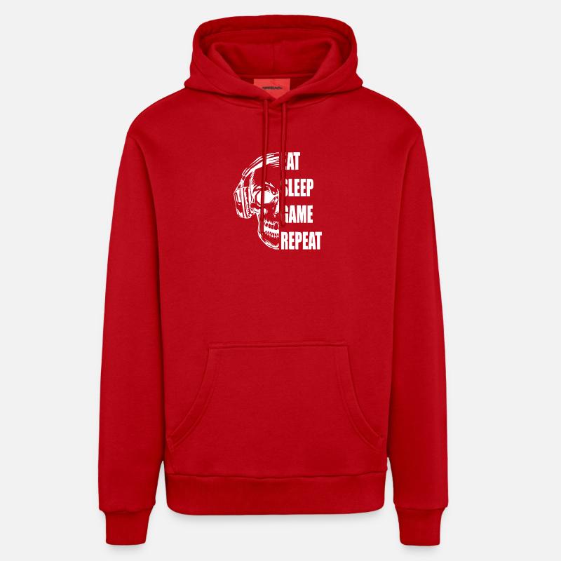 Crâne avec casque Citation de jeu - Sweat à capuche bio décontracté fabriqué en UE - rouge