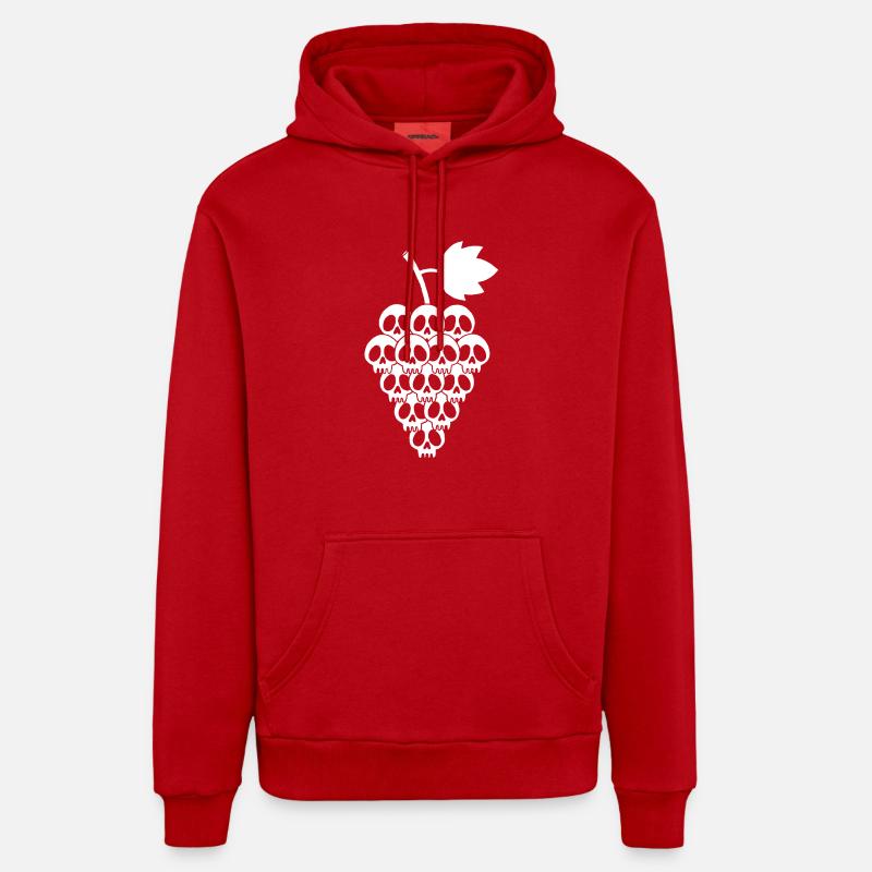 Crânes de raisins blancs - Sweat à capuche bio décontracté fabriqué en UE - rouge