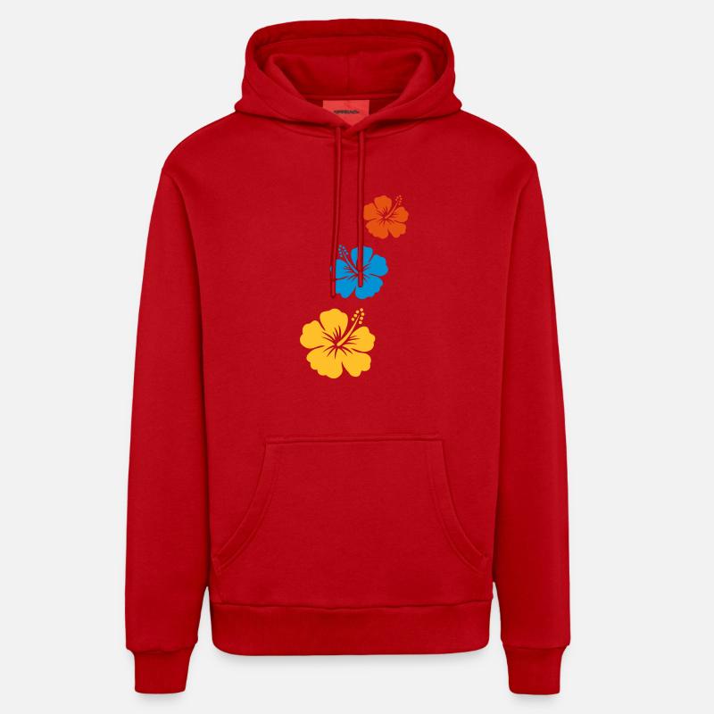 hibiscus tahiti 3 - Sweat à capuche bio décontracté fabriqué en UE - rouge