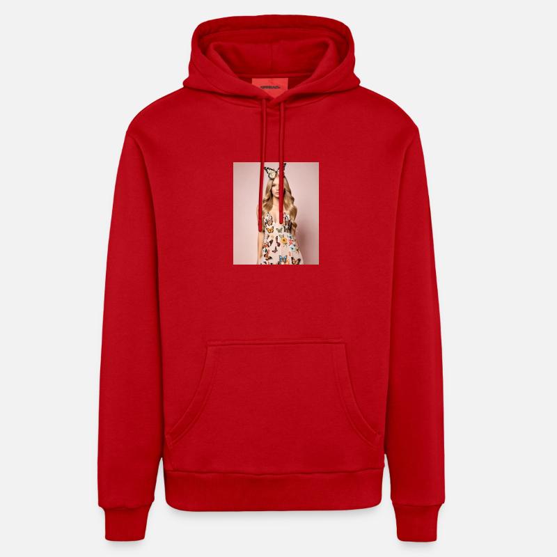 Robe papillon. - Sweat à capuche bio décontracté fabriqué en UE - rouge