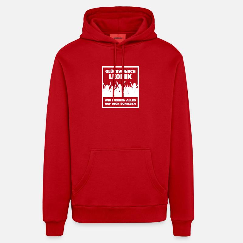 Leonik comme prénom - Sweat à capuche bio décontracté fabriqué en UE - rouge