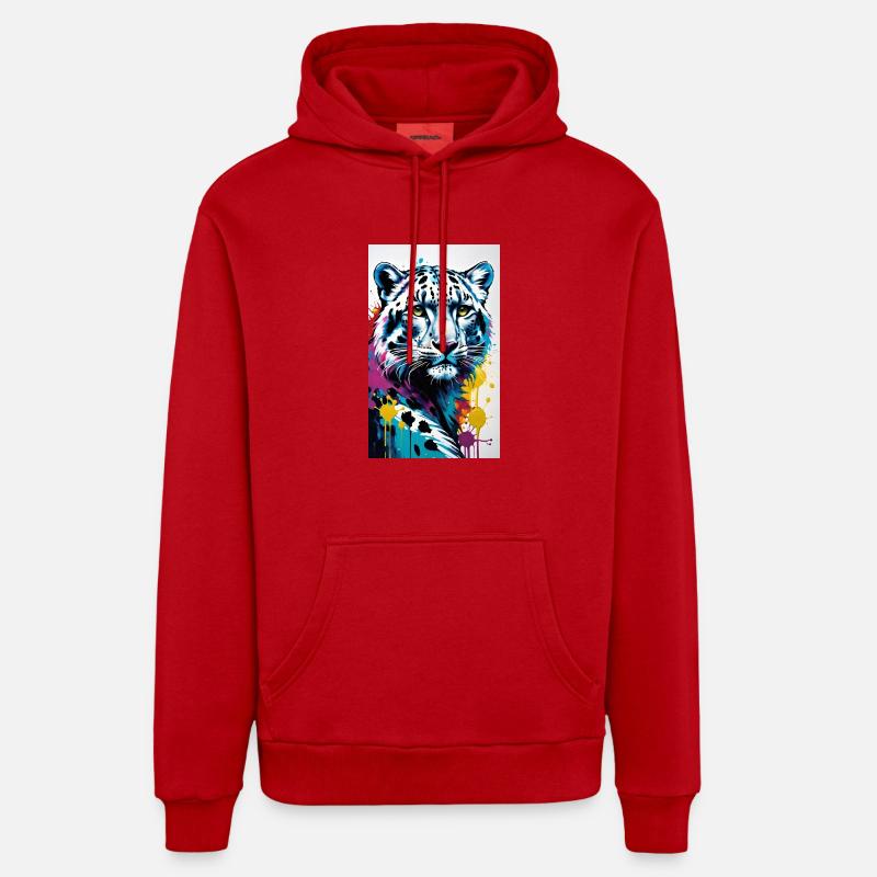 Schneeleopard | Leopard | Raubtier - Organic Relaxed Hoodie Made in EU - Rot