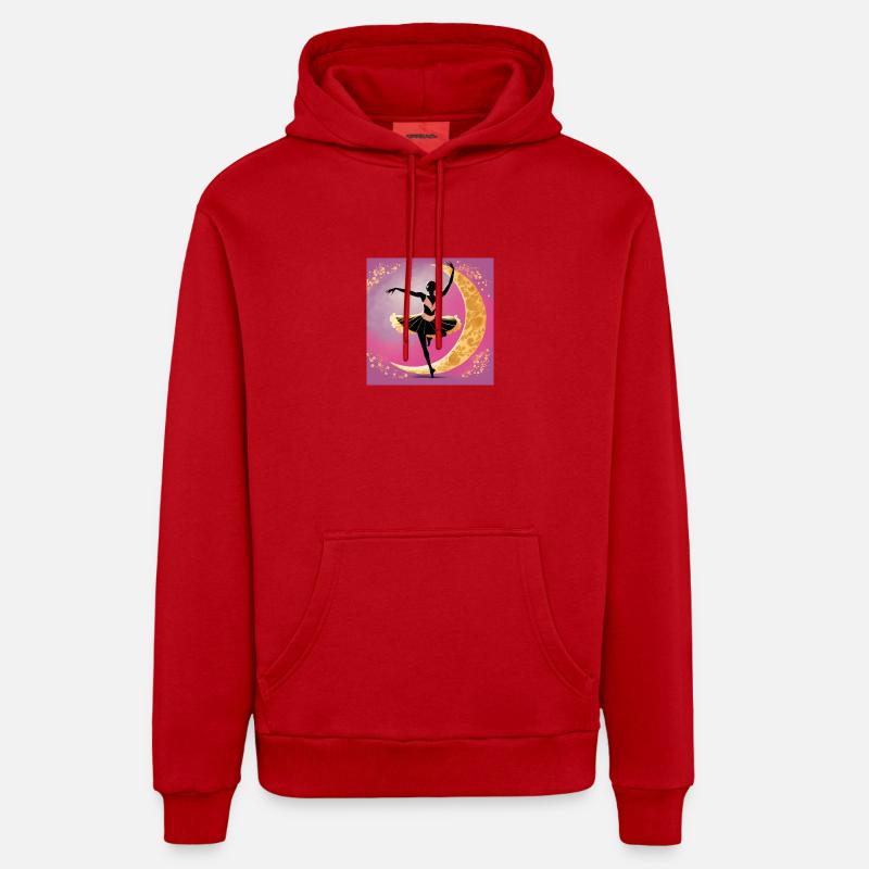 Danse de la lune - Sweat à capuche bio décontracté fabriqué en UE - rouge