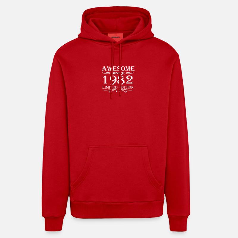 1982 - Né en 1982 - Sweat à capuche bio décontracté fabriqué en UE - rouge