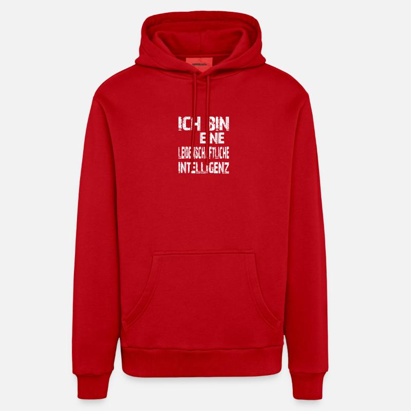 L’IA dit une intelligence passionnée - Sweat à capuche bio décontracté fabriqué en UE - rouge