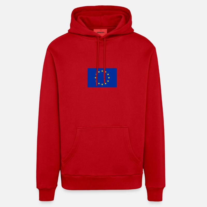 Drapeau de l’UE - Sweat à capuche bio décontracté fabriqué en UE - rouge
