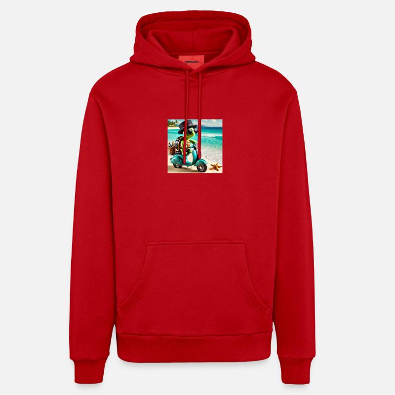 Méchant de plage - Sweat à capuche bio décontracté fabriqué en UE - rouge