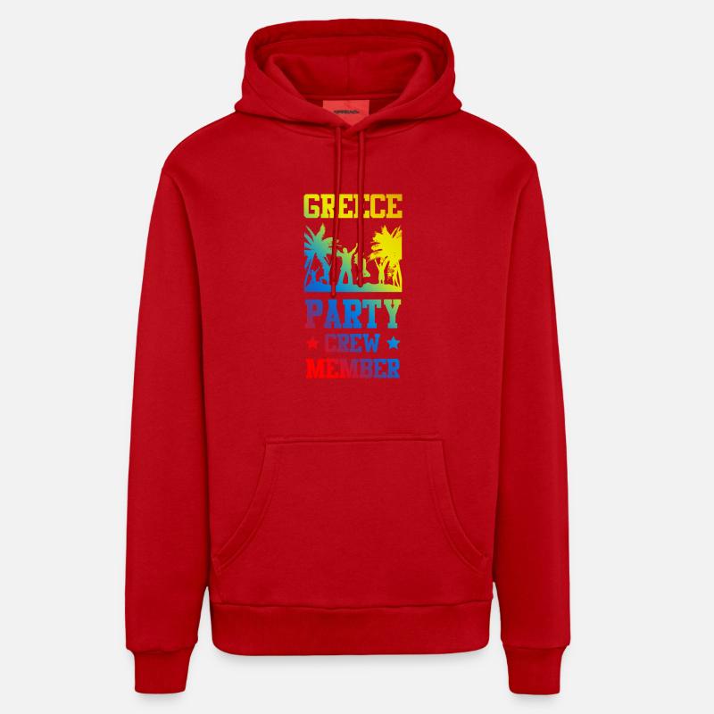 Équipe de fête en Grèce - Sweat à capuche bio décontracté fabriqué en UE - rouge