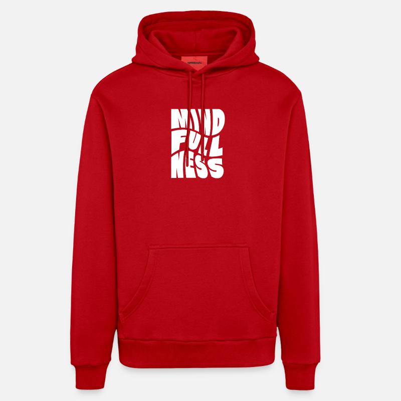 Conception typographique Mindfullness - Sweat à capuche bio décontracté fabriqué en UE - rouge