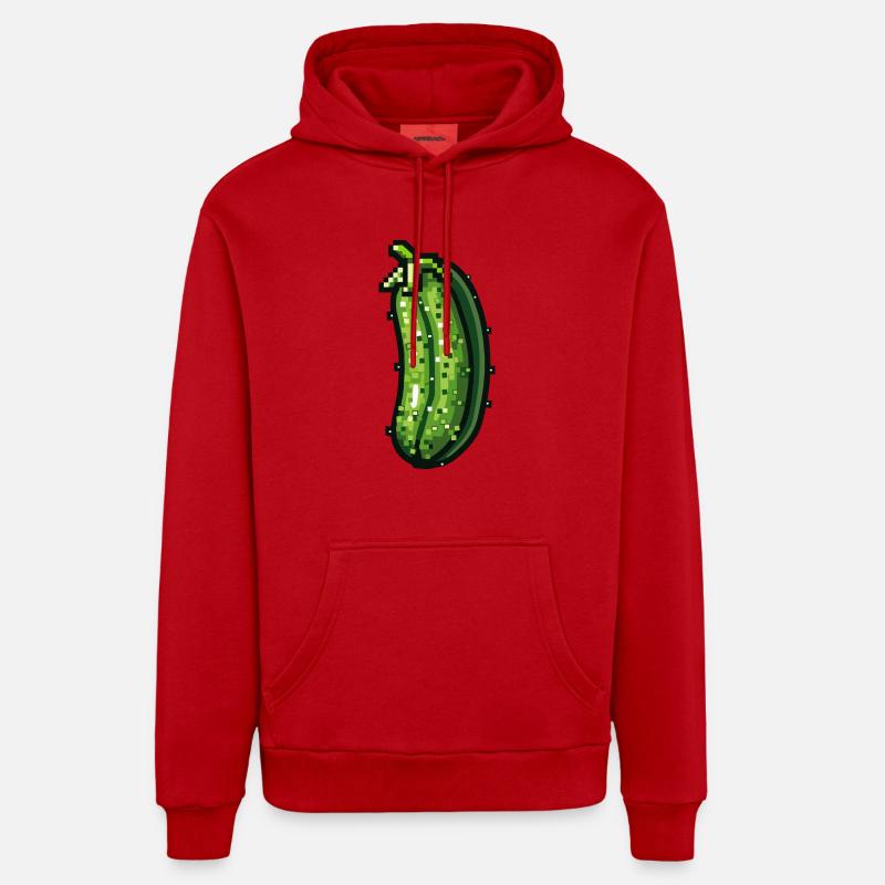 Icône pixel de concombre - Sweat à capuche bio décontracté fabriqué en UE - rouge