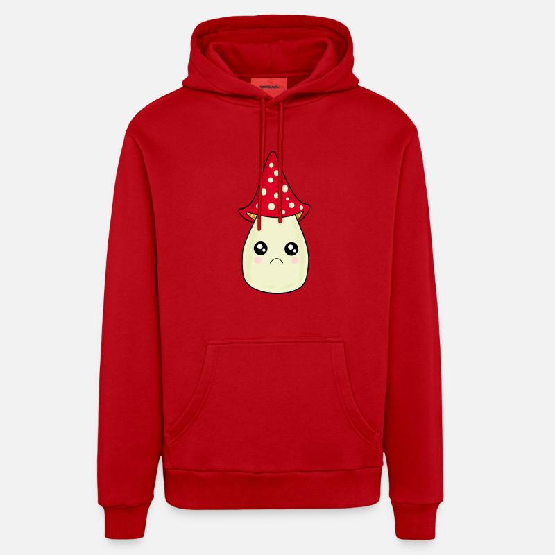 Kawaii champignon Toadstool mignon rouge avec visage Sweat à capuche bio décontracté fabriqué en UE