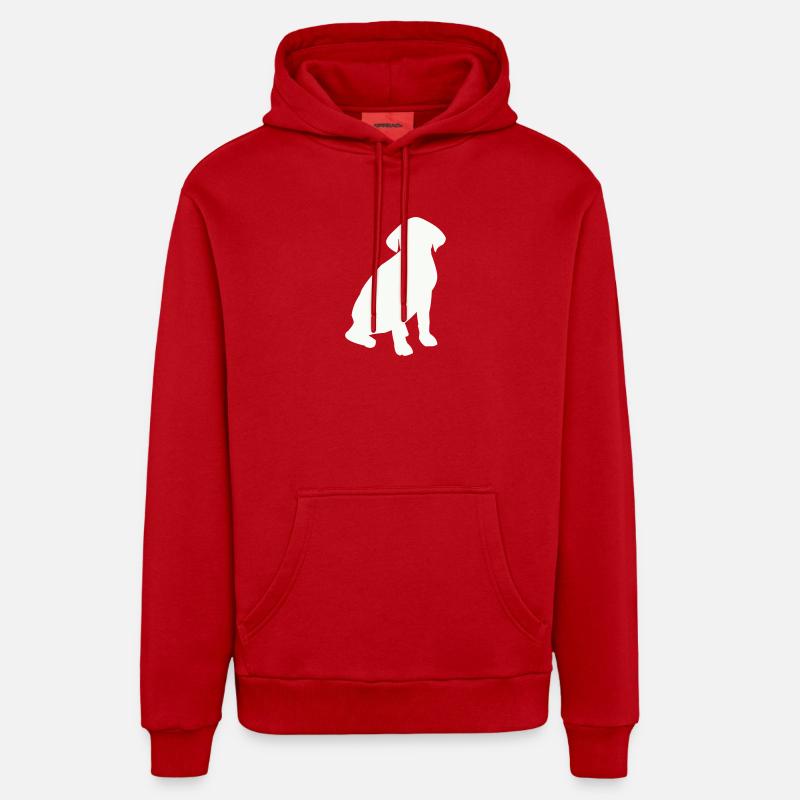 Silhouette du chien assis - Sweat à capuche bio décontracté fabriqué en UE - rouge