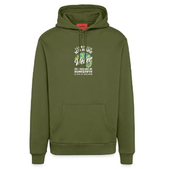 Weder Geduld noch Buntstifte – Sarkasmus - Organic Relaxed Hoodie Made in EU - MOSS GREEN - Vorne