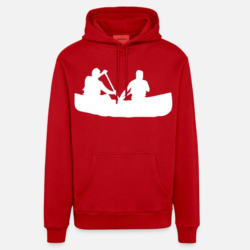 Canoë à rames - Design - Sweat à capuche bio décontracté fabriqué en UE - rouge