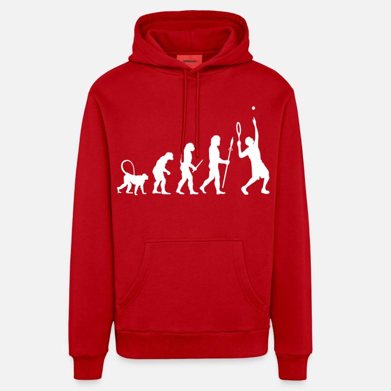 Évolution du tennis - Sweat à capuche bio décontracté fabriqué en UE - rouge