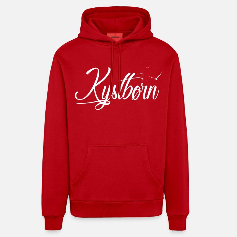 Kystbørn - Enfant côtier - Sweat à capuche bio décontracté fabriqué en UE - rouge