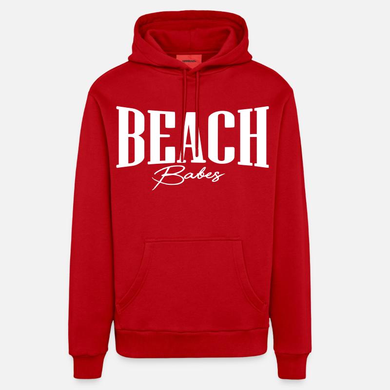 fille de plage de plage - Sweat à capuche bio décontracté fabriqué en UE - rouge