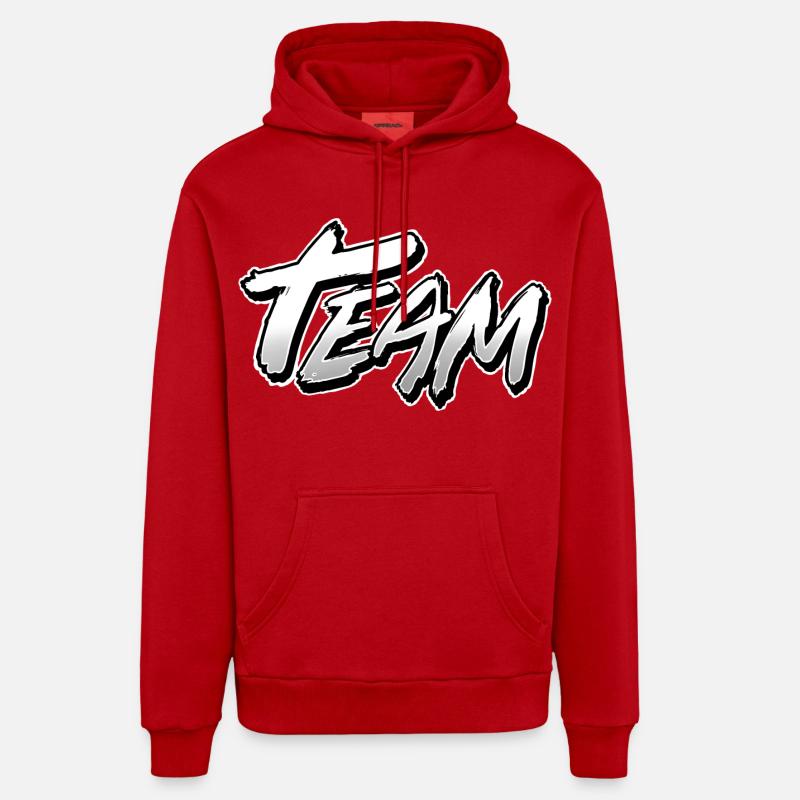 Équipe - Sweat à capuche bio décontracté fabriqué en UE - rouge