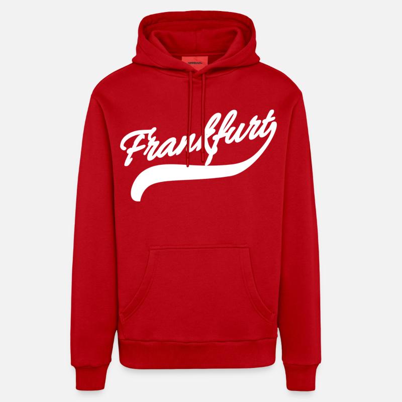 Francfort Rétro - Sweat à capuche bio décontracté fabriqué en UE - rouge