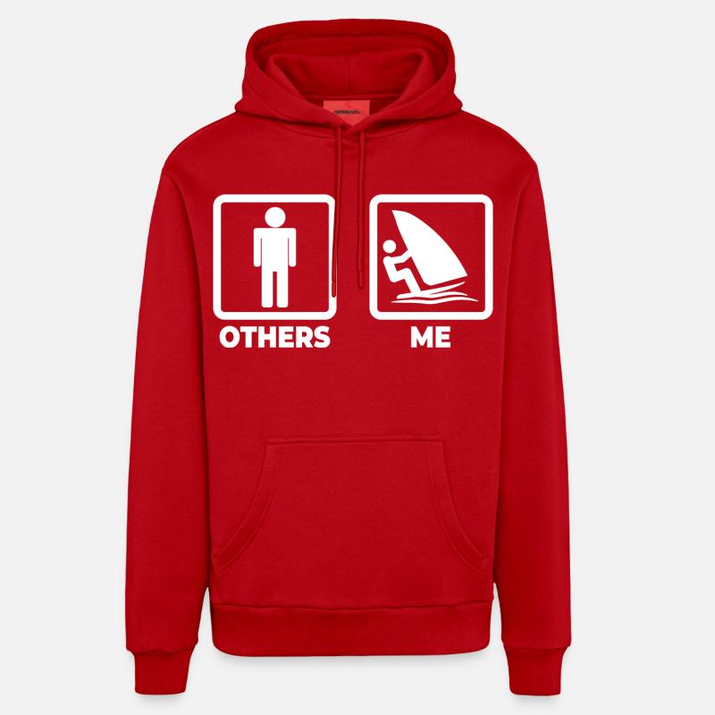 Drôle de planche à voile - Sweat à capuche bio décontracté fabriqué en UE - rouge