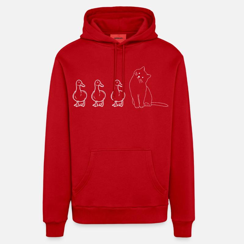 Animaux mignons canards et chat - Sweat à capuche bio décontracté fabriqué en UE - rouge