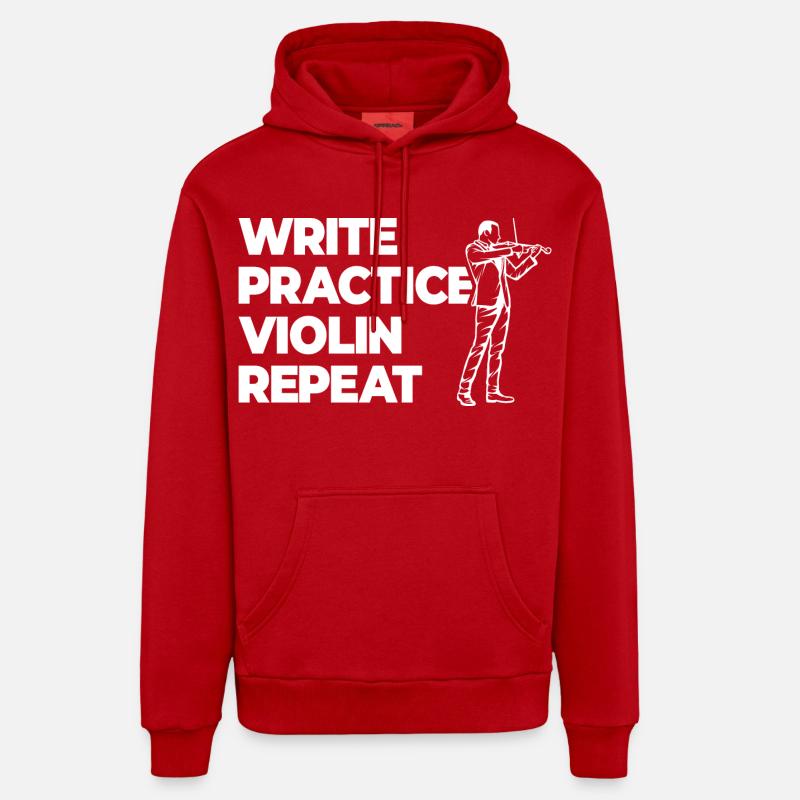 Pratique de l’écriture Violon répétitif - Sweat à capuche bio décontracté fabriqué en UE - rouge